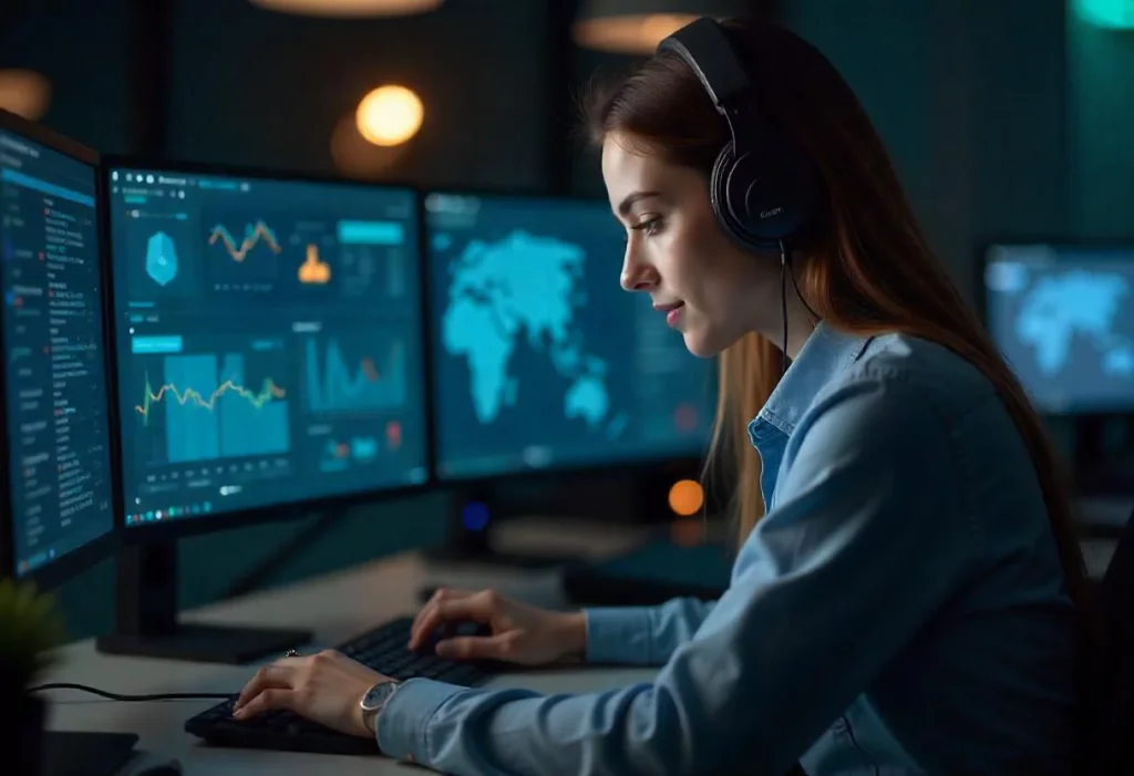 Mujer dando mantenimiento web